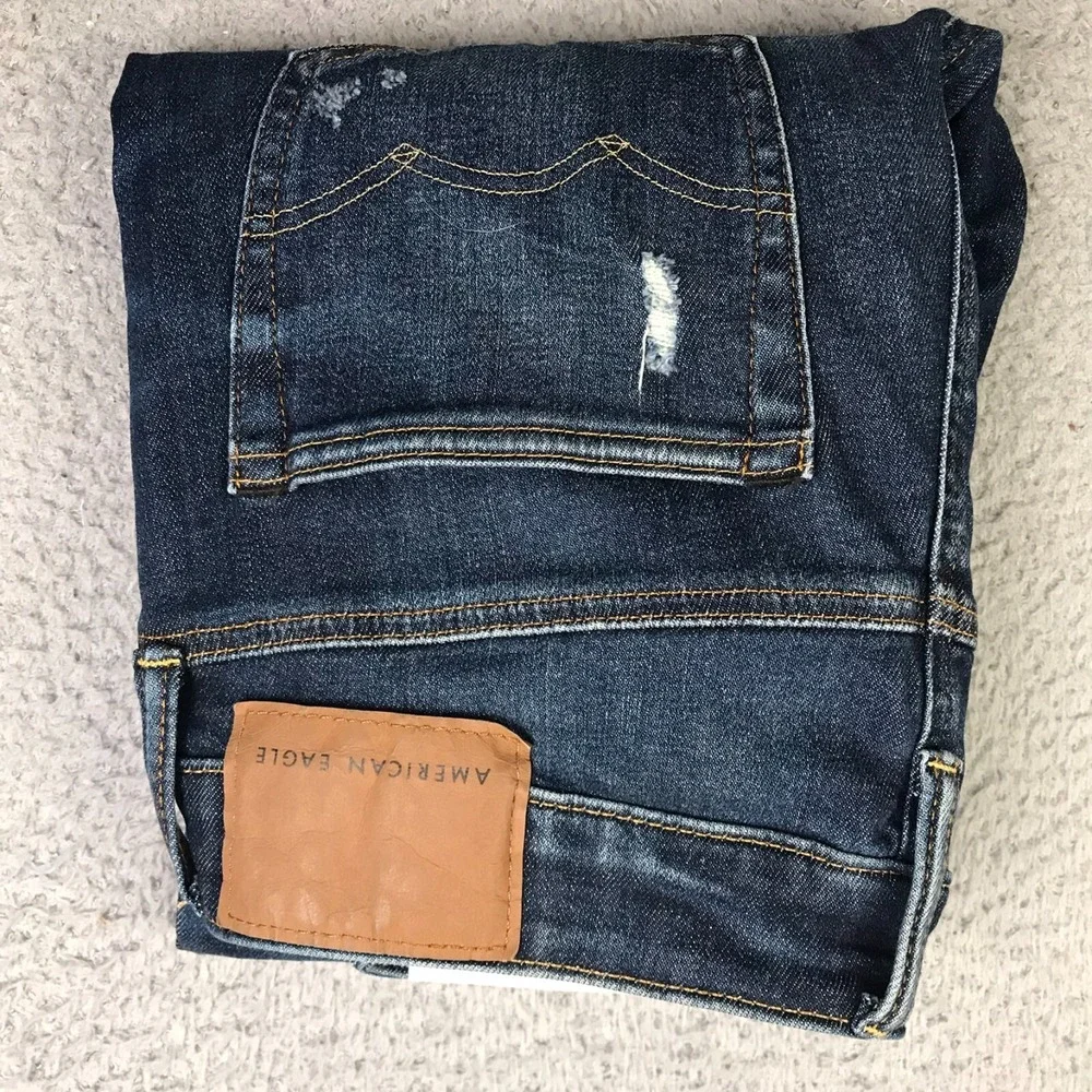 American Eagle Skinny Jeans Mens 29x32 Distresse Dark Wash Stretch Denim NEW NWT